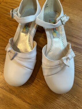 Rachel Shoes White Girls' Dress Mary Janes with Ankle Strap and Bow